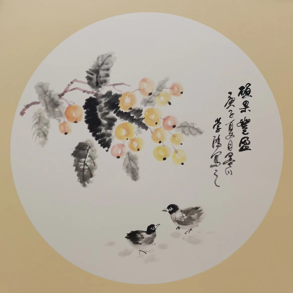 花鸟画斗方瞿学鸿作品